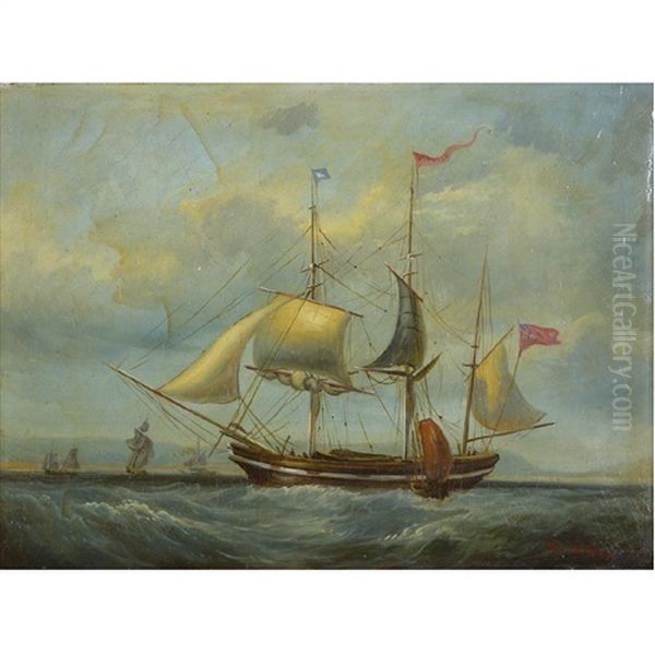 Sailing Ship Oil Painting by Edouard Adam