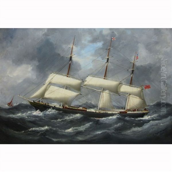 British Merchant Vessel Oil Painting by Edouard Adam