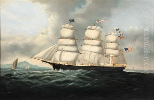 American Three-mast Sailing Ship by Edouard Adam