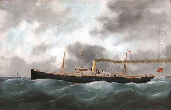 Le Bateau A Vapeur Andoni Oil Painting by Edouard Adam