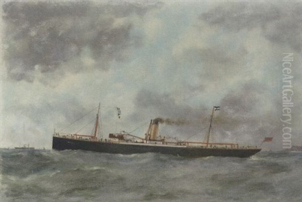 The "ss Monadnock" Oil Painting by Edouard Adam