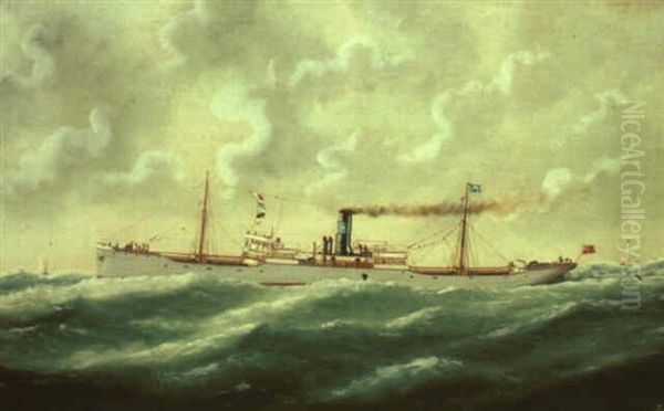 S.s. Henry R. James Oil Painting by Edouard Adam