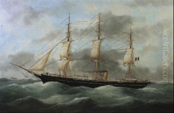 Une Des Dernieres Fregates Mixtes Oil Painting by Edouard Adam