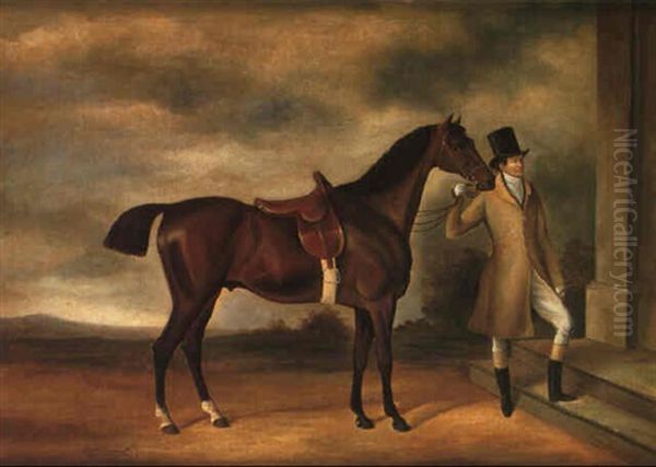 Red Samuel, A Racehorse Oil Painting by Emil Adam