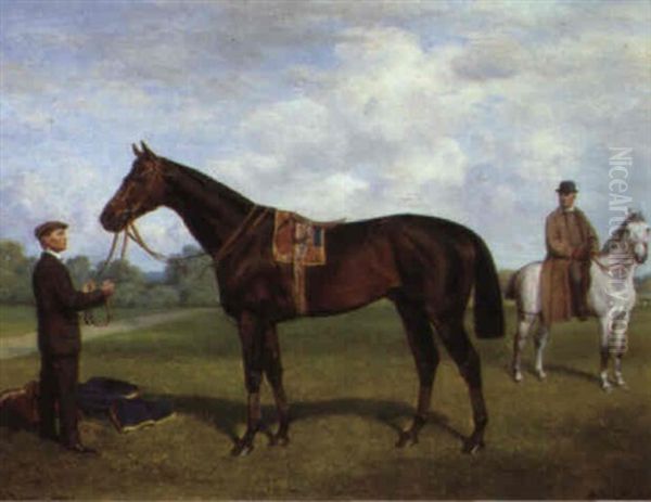 Portrait Of Rother Stadl And Trainer John Reeves Oil Painting by Emil Adam