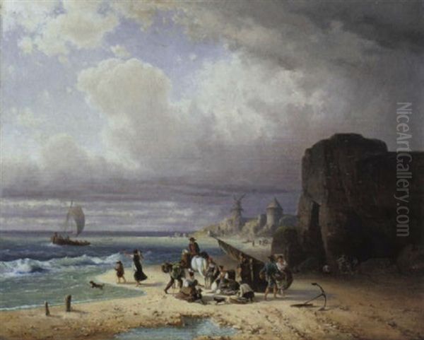 An Der Kuste Der Normandie Oil Painting by Eugen Adam