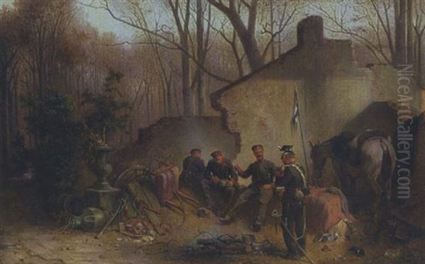 Szene Aus Dem Deutsch-franzosischen Krieg Von 1870/1871 Oil Painting by Eugen Adam