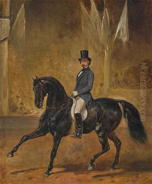 Charles Hinne Auf Seinem Andalusischen Hengst Im Hippodrom Oil Painting by Franz Adam