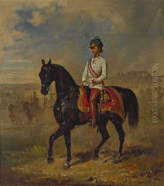 Kaiser Franz Joseph I. Von Osterreich Zu Pferd Oil Painting by Franz Adam