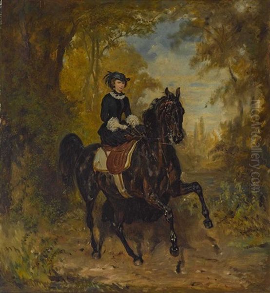 Kaiserin Elisabeth Von Osterreich Zu Pferd Oil Painting by Franz Adam