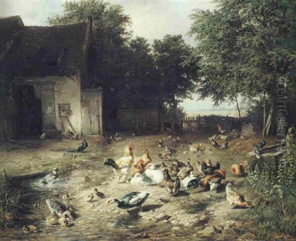 Ungarische Wildpferde In Der Puszta Oil Painting by Franz Adam