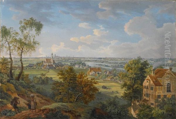 Blick Von Thalkirchen Auf Munchen Oil Painting by Heinrich Adam