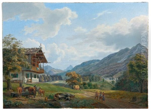 Am Eingang Der Jachenaund Oil Painting by Heinrich Adam