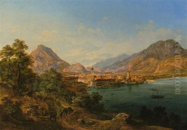 Riva Am Gardasee Oil Painting by Heinrich Adam