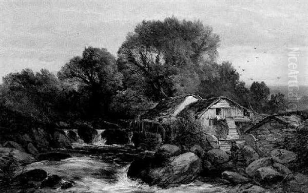 Malo Mill, Near Trefew Oil Painting by Joseph Adam