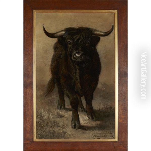 Portrait Of A Bull Oil Painting by Joseph Denovan Adam