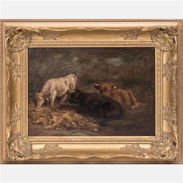 Resting Cattle Oil Painting by Joseph Denovan Adam