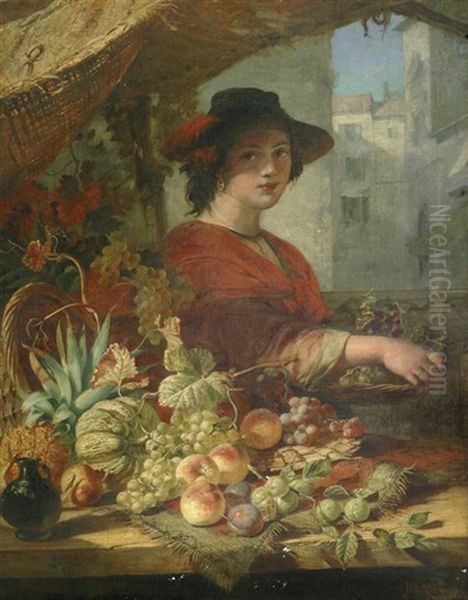 The Fruit Stall Oil Painting by Joseph Denovan Adam