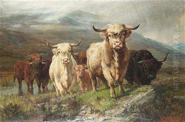 A Startled Herd Oil Painting by Joseph Denovan Adam