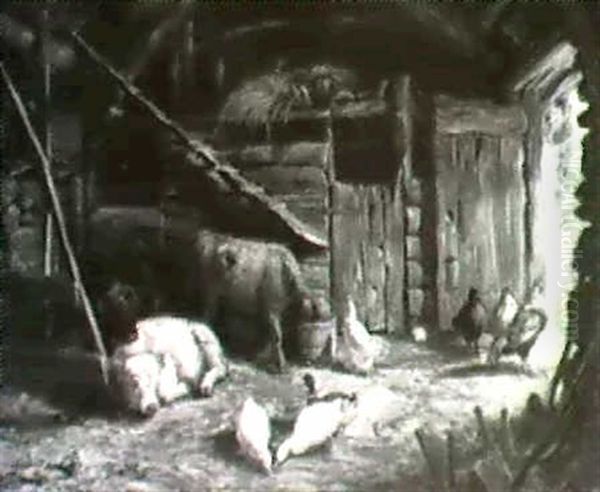 In The Byre Oil Painting by Joseph Denovan Adam