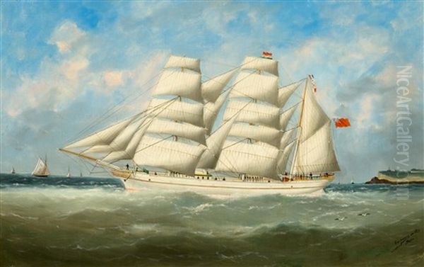 The Three-masted Phrenologist At Sea Oil Painting by Marie-Edouard Adam