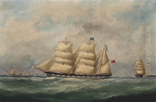 The John Paterson In Three Positions Off Le Havre Oil Painting by Marie-Edouard Adam