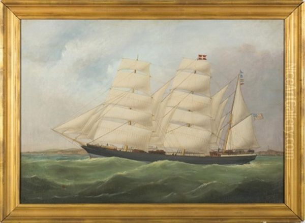 The Bark America Off Le Havre Oil Painting by Marie-Edouard Adam