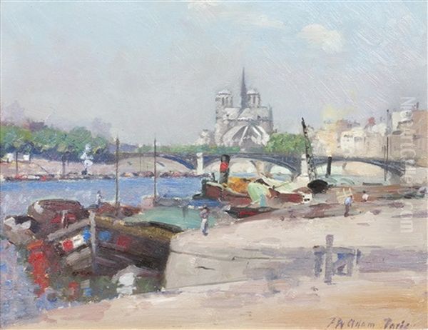 Notre Dame And The Seine Oil Painting by Patrick William Adam