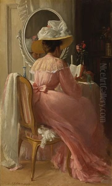 A Lady In Pink Oil Painting by Patrick William Adam