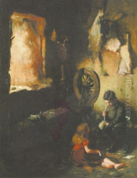 Interior Of A Cottage, Iona Oil Painting by Patrick William Adam