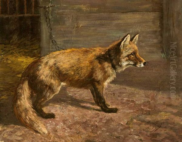 Fuchs Im Stall Oil Painting by Richard Benno Adam