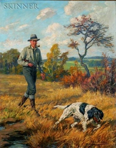 Hunter And Hound Oil Painting by Richard Benno Adam