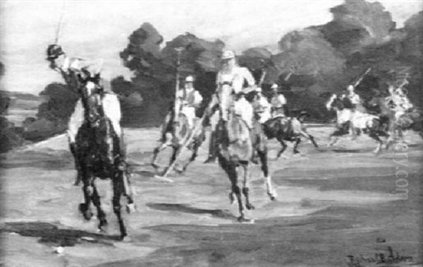 Polospiel In Weiter Wiesenlandschaft Oil Painting by Richard Benno Adam