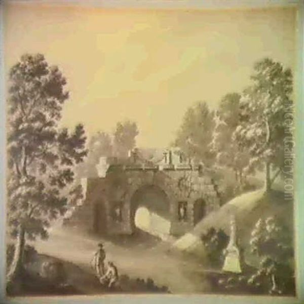 Classical Bridge Oil Painting by Robert Adam