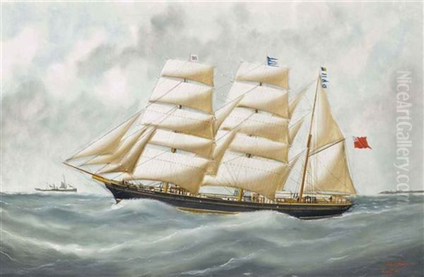 The English Clipper Harriet Mcgregor In French Waters Off Le Havre Oil Painting by Victor Charles Edouard Adam