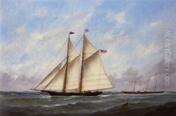 Boats Off Le Havre Oil Painting by Victor Charles Edouard Adam