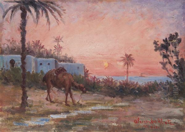 L'oasis En Tunisie. Oil Painting by Alessandro Abate