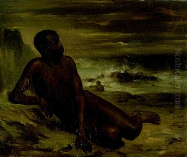 Etude D'un Homme Noir Sur Une Plage Oil Painting by Victor-Jean Adam