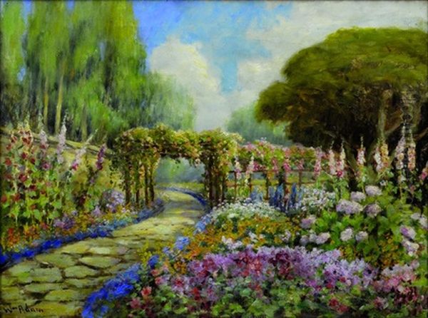 Path By The Garden To The Sea - Pacific Grove, California Oil Painting by William C. Adam