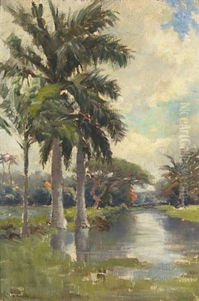 At Moanalua, Oahu, Hawaii Oil Painting by William C. Adam