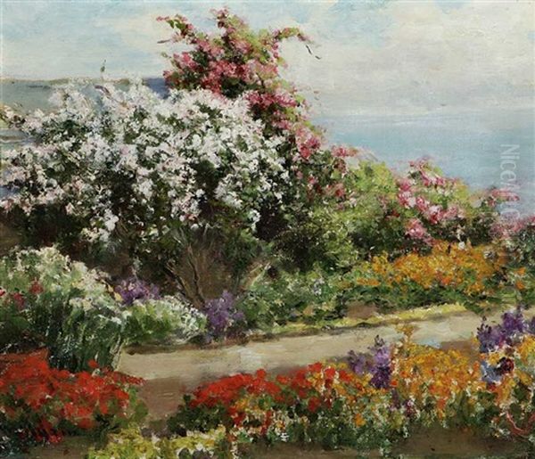 Garden In Bloom Oil Painting by William C. Adam