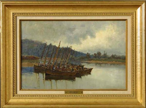 Boats At Rest Oil Painting by William C. Adam