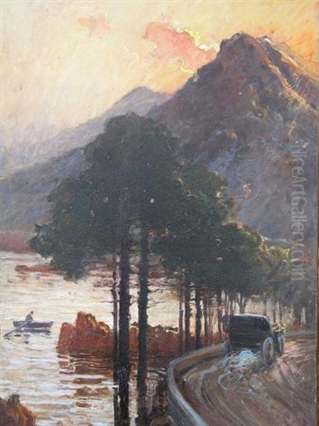 L'automobile En Bord De Mer Oil Painting by Nanny Adam-Laurens