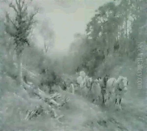 The Timber Wagon Returning Home Oil Painting by Charles James Adams