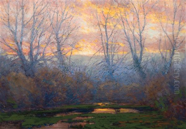 Hazy Autumn Sunset (vicinity Denver Co) Oil Painting by Charles Partridge Adams