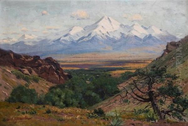 Mount Princeton As Seen From Mt. Antero Oil Painting by Charles Partridge Adams