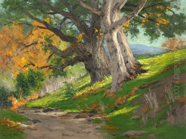 California Autumn (oak & Sycamore) Oil Painting by Charles Partridge Adams