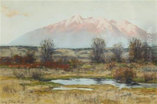 Sierra Blanca At Sunset From San Luis Valley Near Garland Oil Painting by Charles Partridge Adams