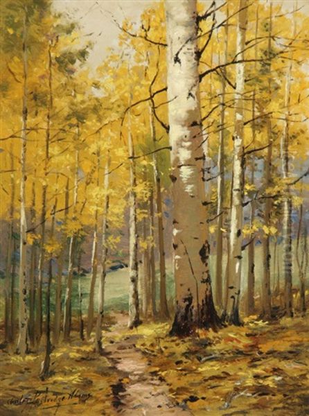 Birch Forest, Autumn Oil Painting by Charles Partridge Adams