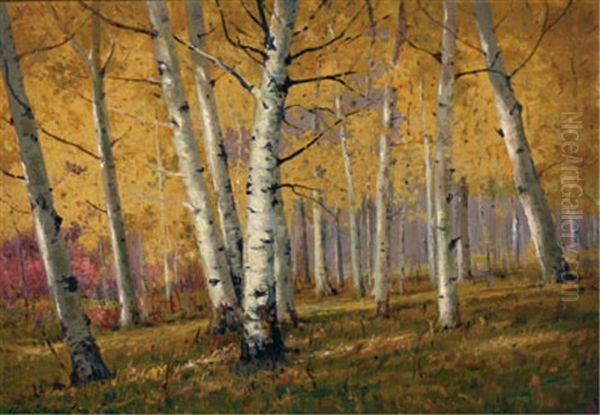 Aspen Forest Oil Painting by Charles Partridge Adams